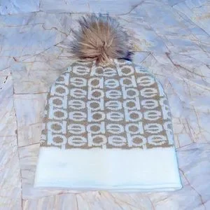 bebe | Accessories | Bebe Hat Cream White With Logo Beanie  display picture 1